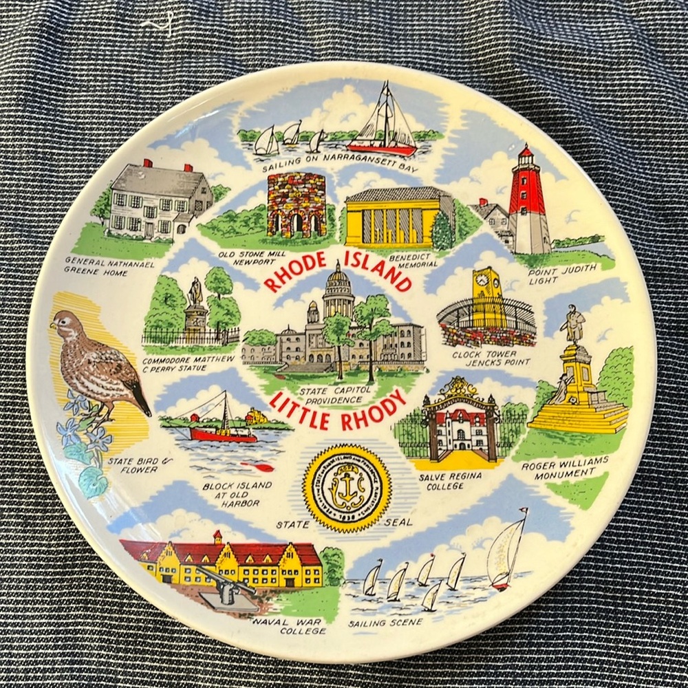 Vintage Rhode Island Decorative Plate